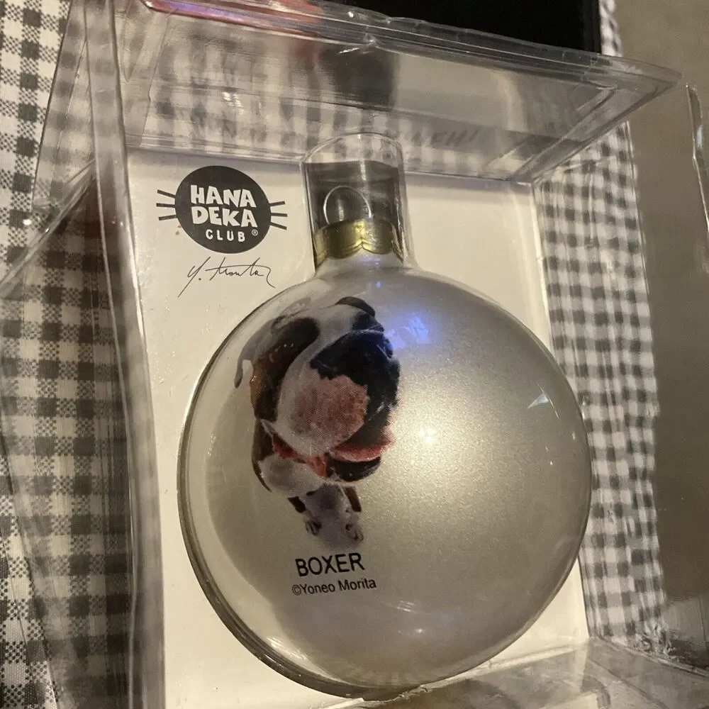 Boxer DOGGlass Christmas Ornament Hanadeka Club By Yoneo Morita Holiday 2005 New